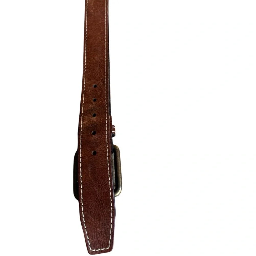 Men’s Banana Republic Brown Worn Broken-In Leather Bronze Buckle Belt